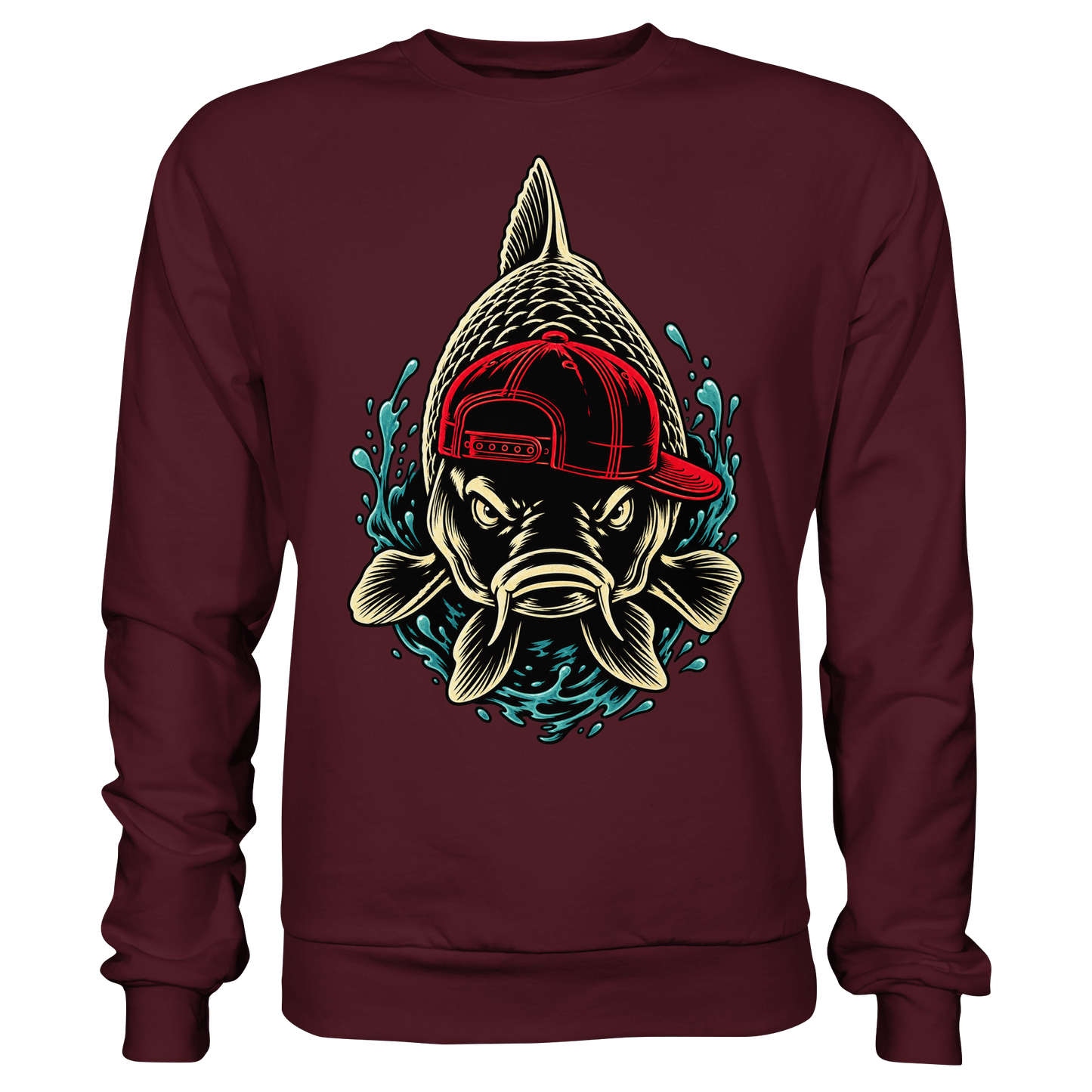 Cooler Karpfen mit Cap– Lustiges Carp Fishing für Karpfenangler Sweatshirt
