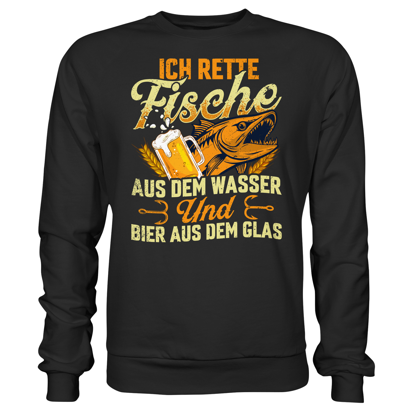 Ich Rette Fische aus dem Wasser und Bier aus Glas Angler Angeln - Sweatshirt