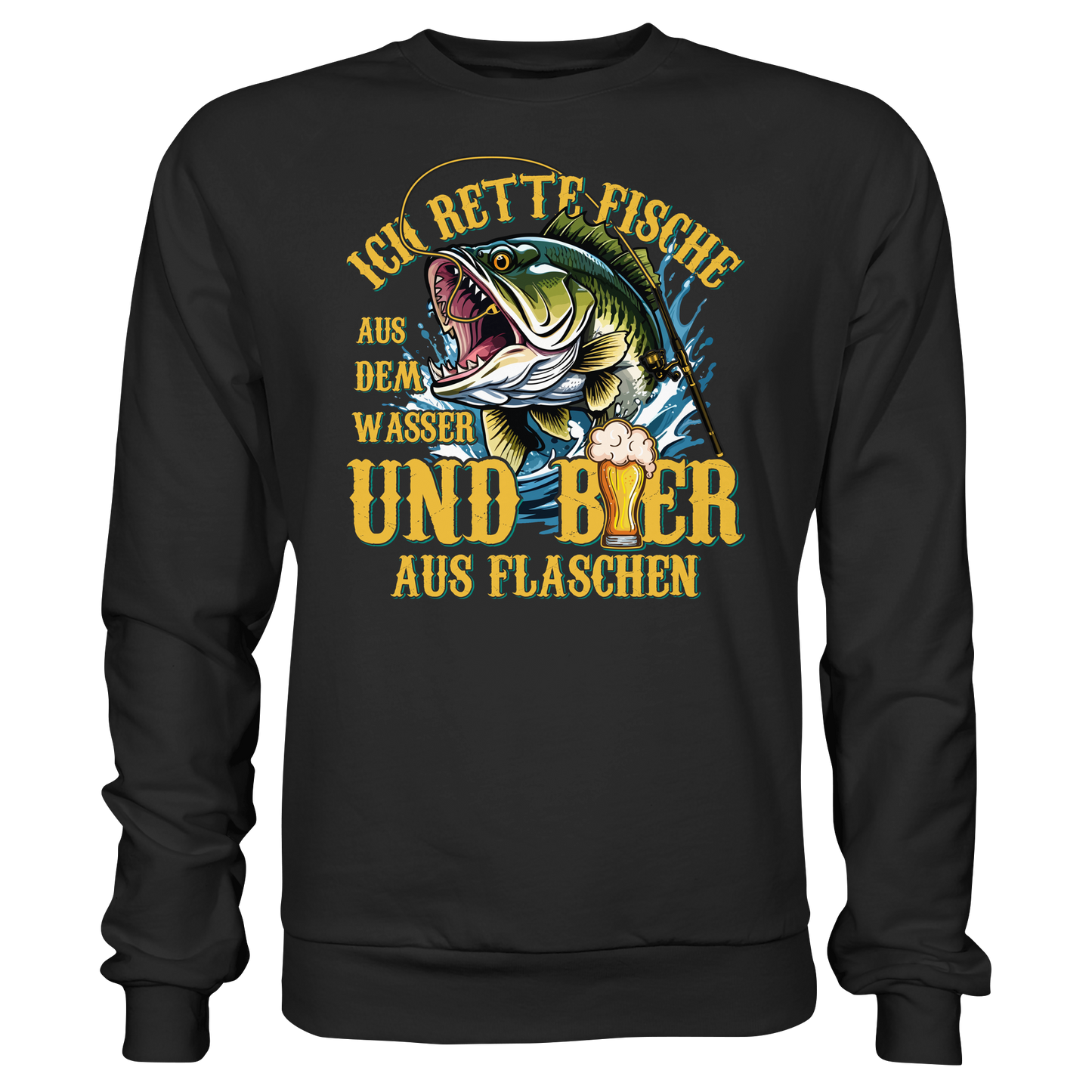Ich Rette Fische aus dem Wasser und Bier aus Flaschen Angler Angeln Sweatshirt