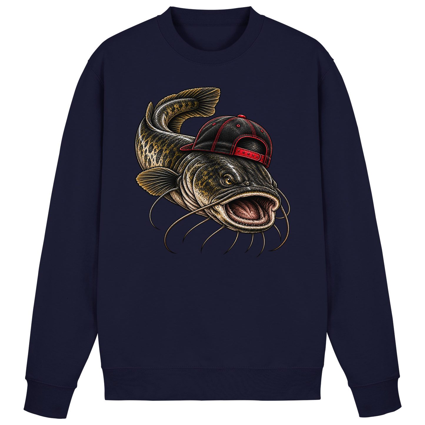 Cooler Waller mit Cap Sweatshirt Wels Angler Pulli für Wallerangler Catfish