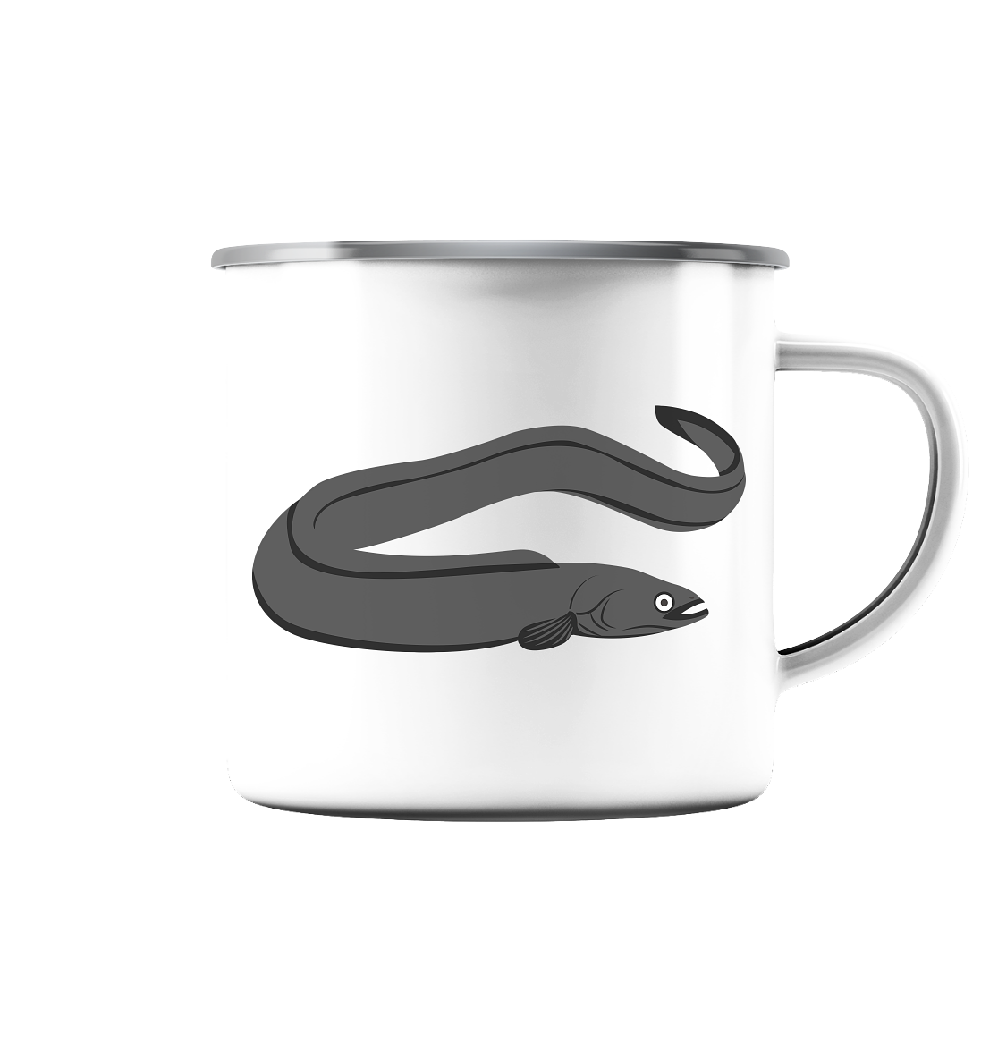 Aal – Lustiges Zielfisch Design für Angler und Fischliebhaber - Emaille Tasse (Silber)
