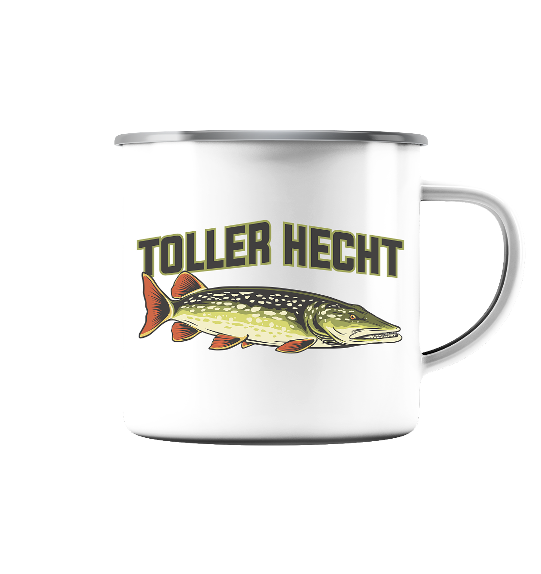 Toller Hecht - lustiges Motiv für den Hechtangler - Emaille Tasse (Silber)
