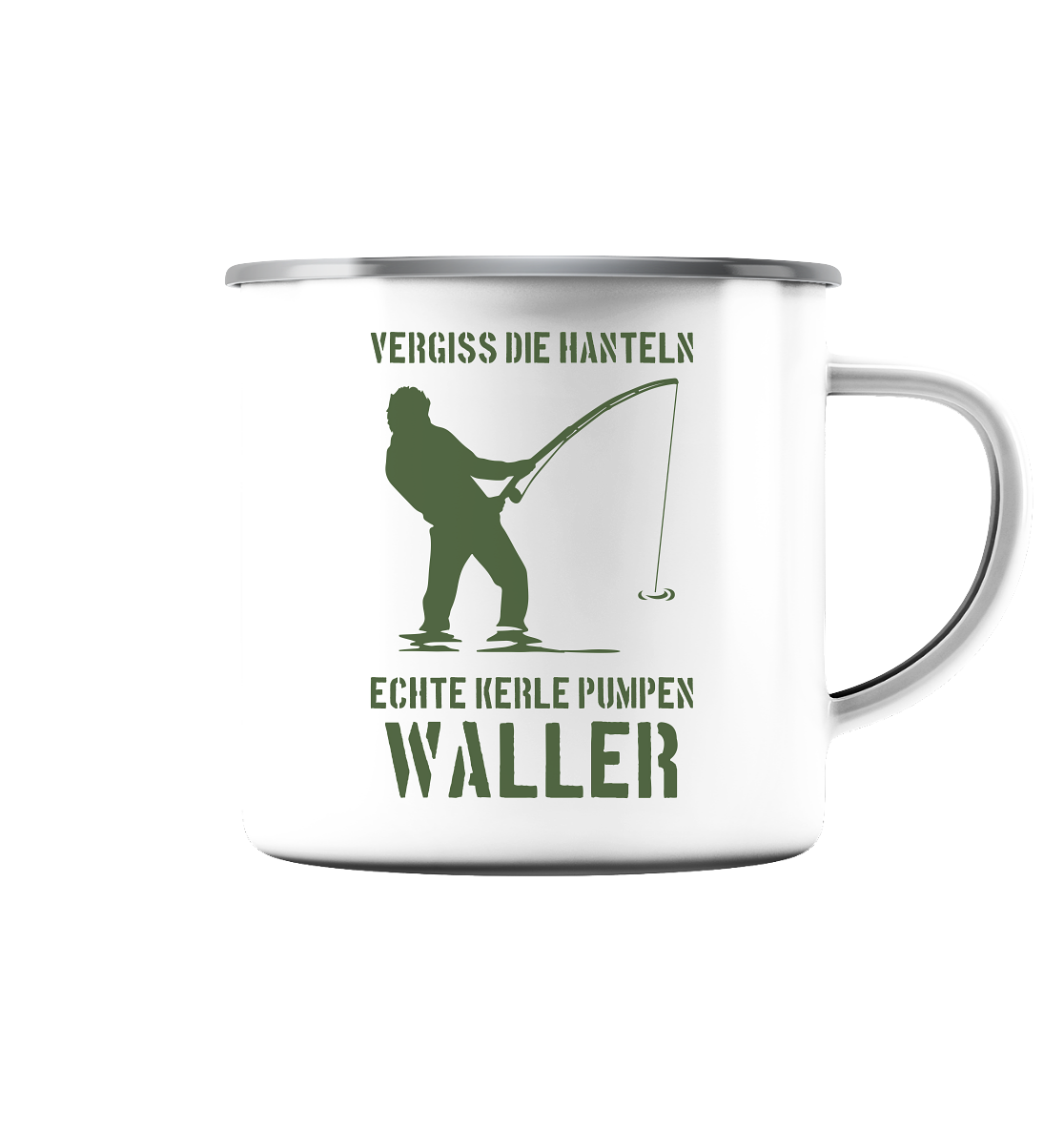 Vergiss die Hanteln echte Kerle pumpen Waller - Emaille Tasse (Silber)