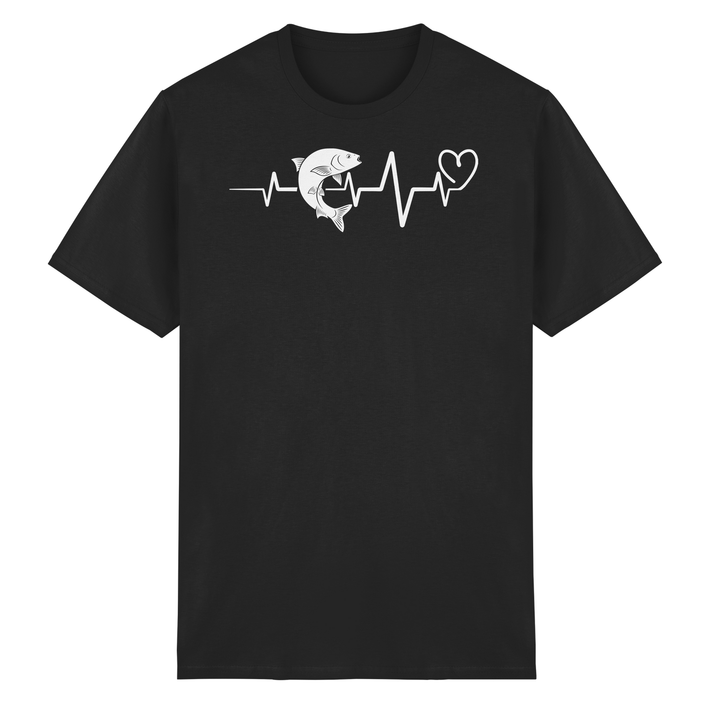 Herzschlag Angeln – Angler Shirt mit EKG Motiv – Geschenk Fischer T-Shirt