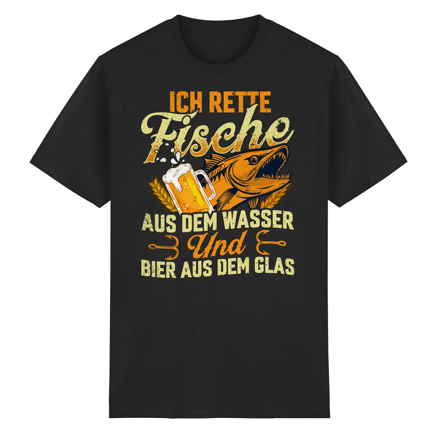 Ich Rette Fische aus dem Wasser und Bier aus Glas Angler Angeln - Shirt T-Shirt