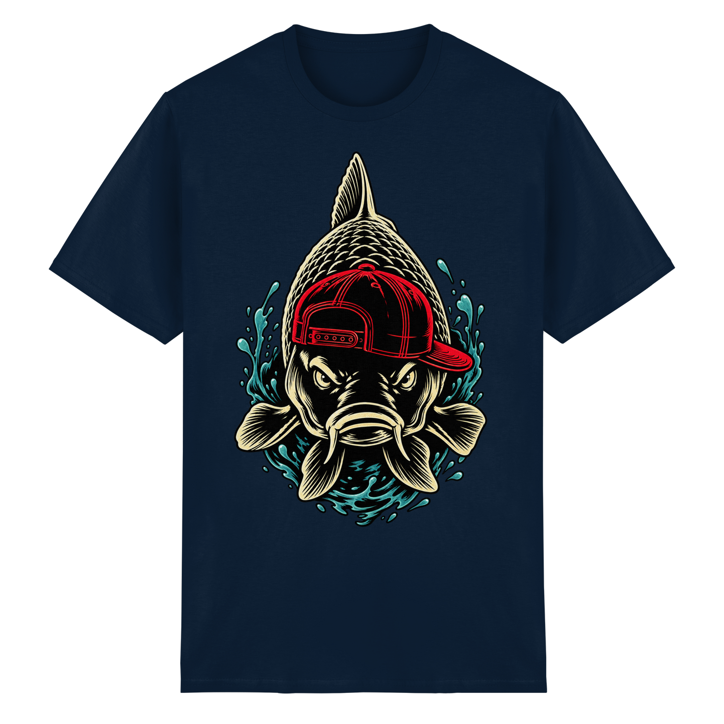 Cooler Karpfen mit Cap T-Shirt Lustiges Carp Fishing Shirt für Karpfenangler