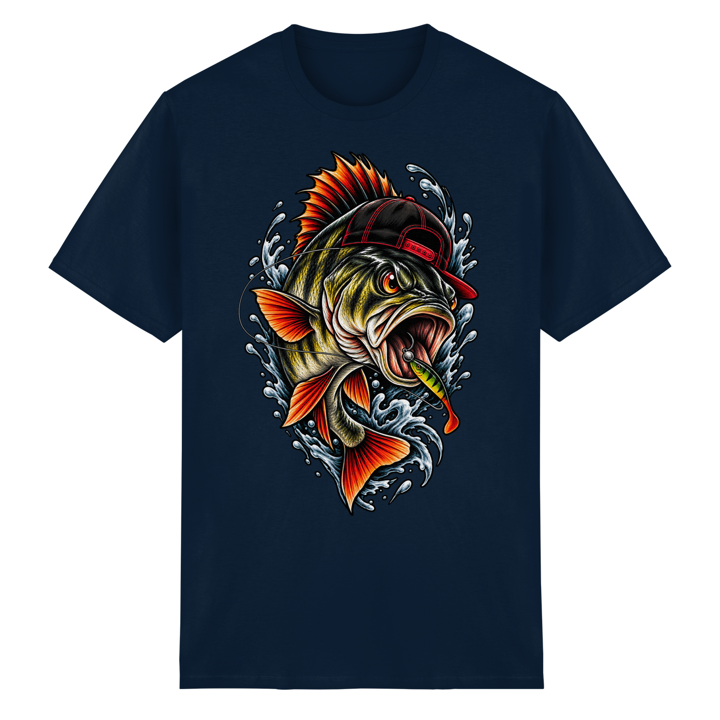 Cooler Barsch mit Cap T-Shirt Angelshirt für Barschangler Perch Angeln Angler