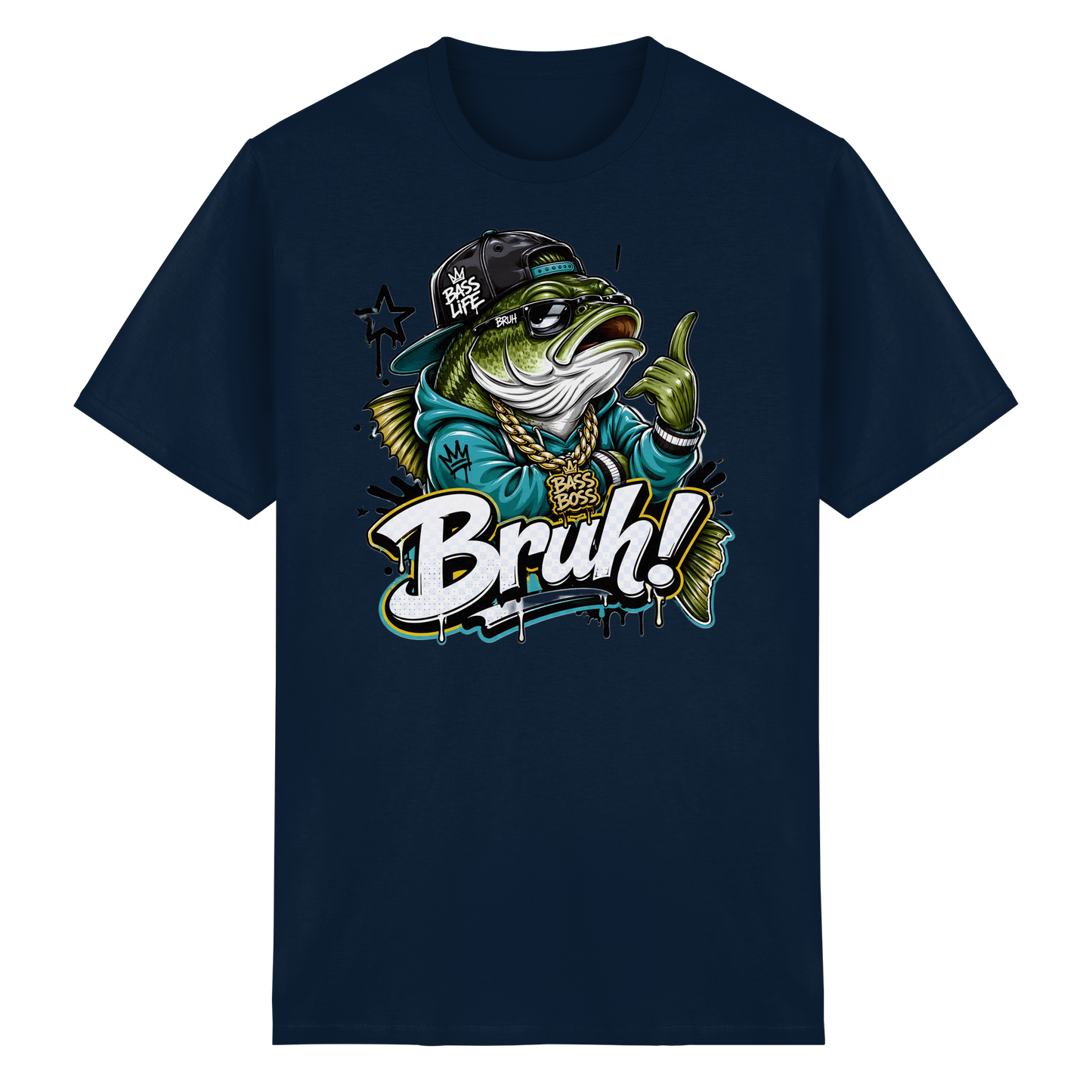 Bruh Bass Boss Life Fishing Shirt Hip Hop Barsch Angler Streetwear T-Shirt
