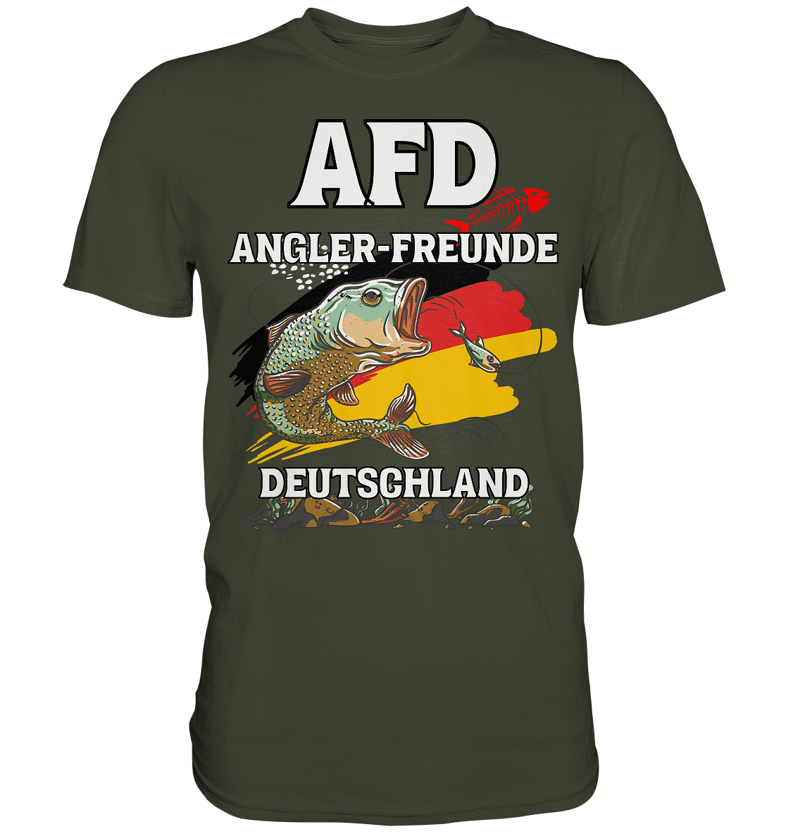 AFD Angler-Freunde Deutschland - für Angler Fischerei Hobby Männer Angelsport Karpfen Raubfisch Wels Waller Zielfisch Angeln - Premium Shirt