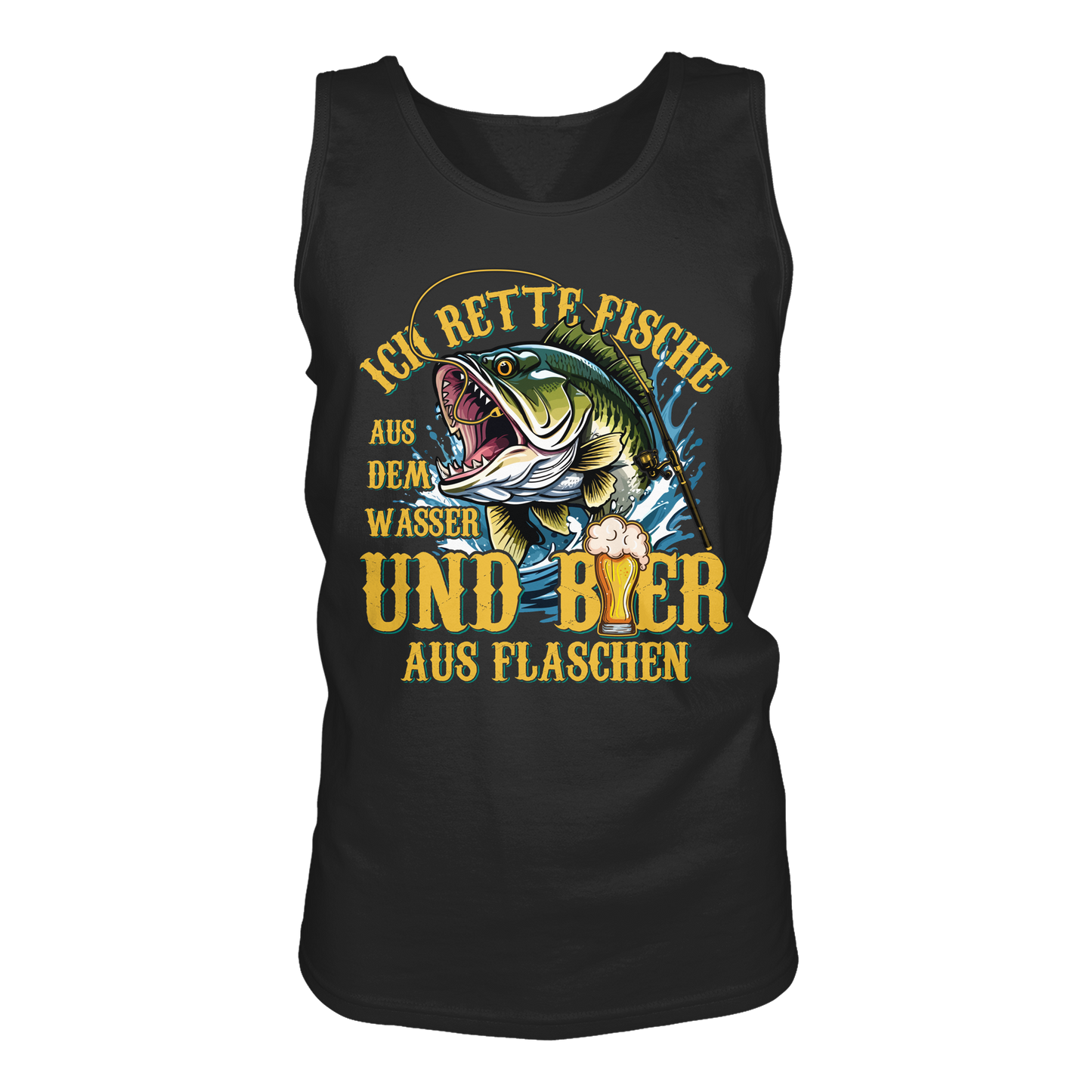 Ich Rette Fische aus dem Wasser und Bier aus Flaschen Angler Angeln - Tank-Top