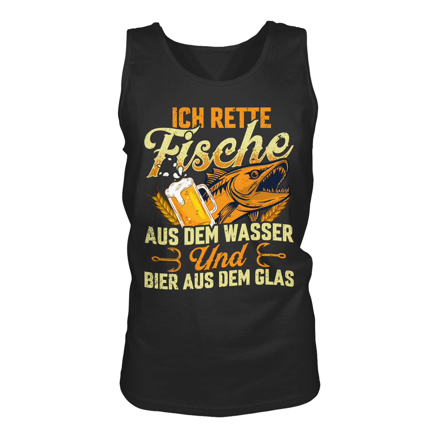Ich Rette Fische aus dem Wasser und Bier aus Glas Angler Angeln - Tank-Top