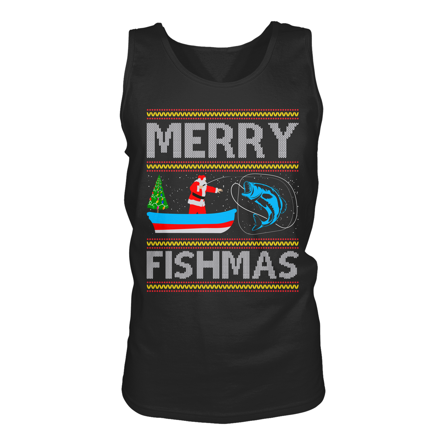 MERRY FISHMAS CHRISTMAS Ugly Xmas Fröhliche Weihnachten Angler Angeln Tank-Top
