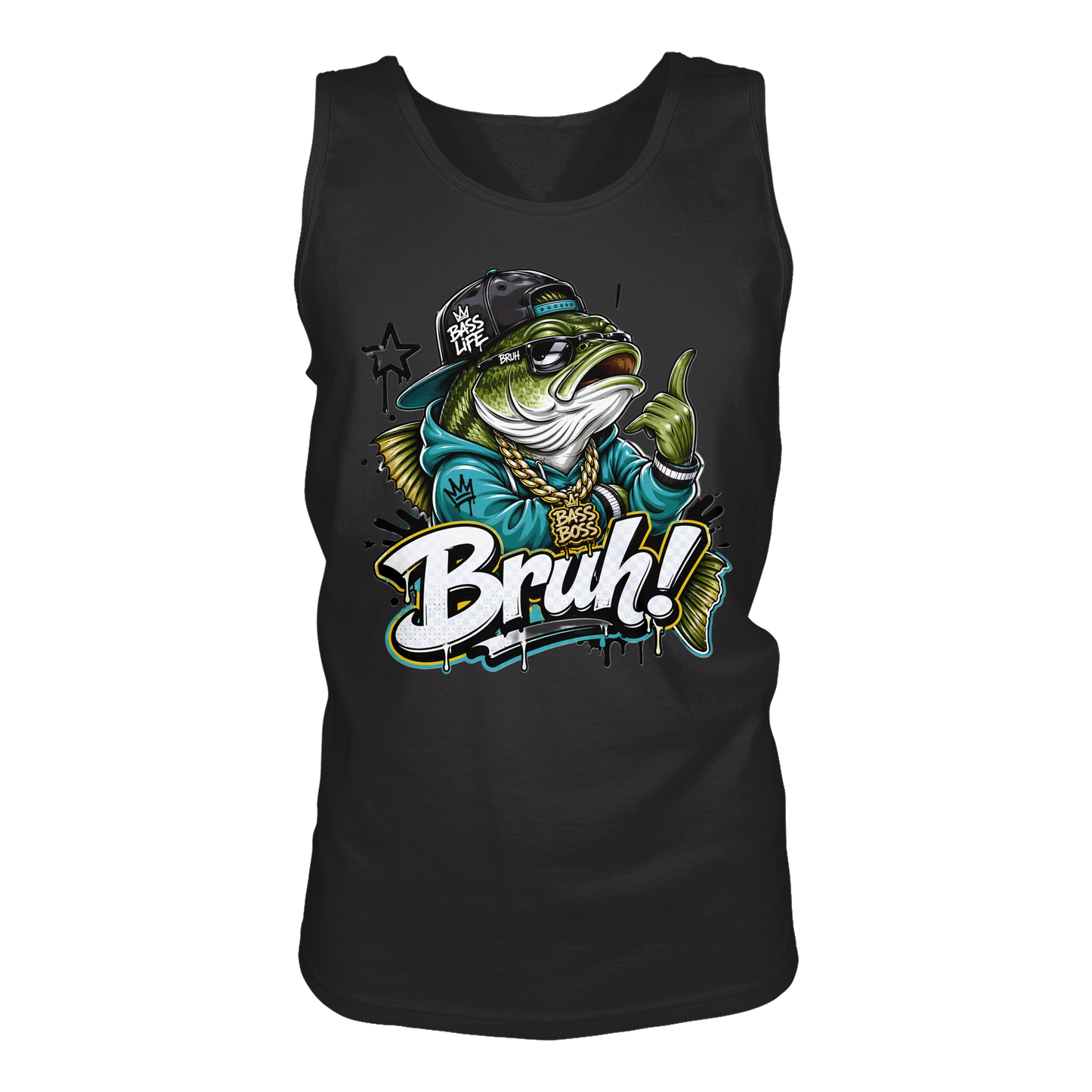 Bruh Bass Boss Life Fishing Hip Hop Barsch Angler Streetwear Tank-Top
