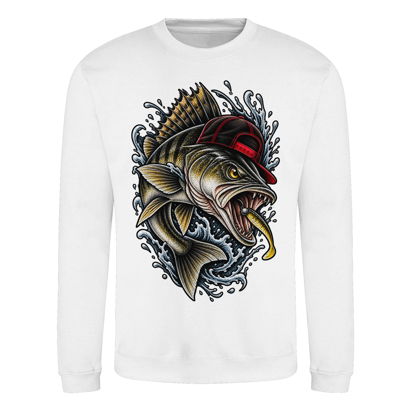 Cooler Barsch mit Cap Angelpulli für Barschangler Sweatshirt Perch Zielfisch