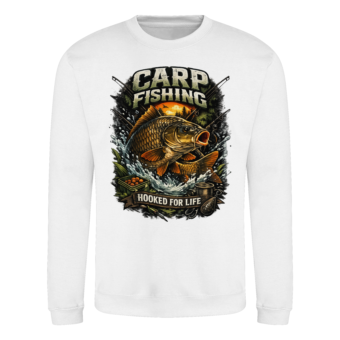 Carp Fishing „Hooked for Life“ Karpfenangler Karpfen Angler Sweatshirt