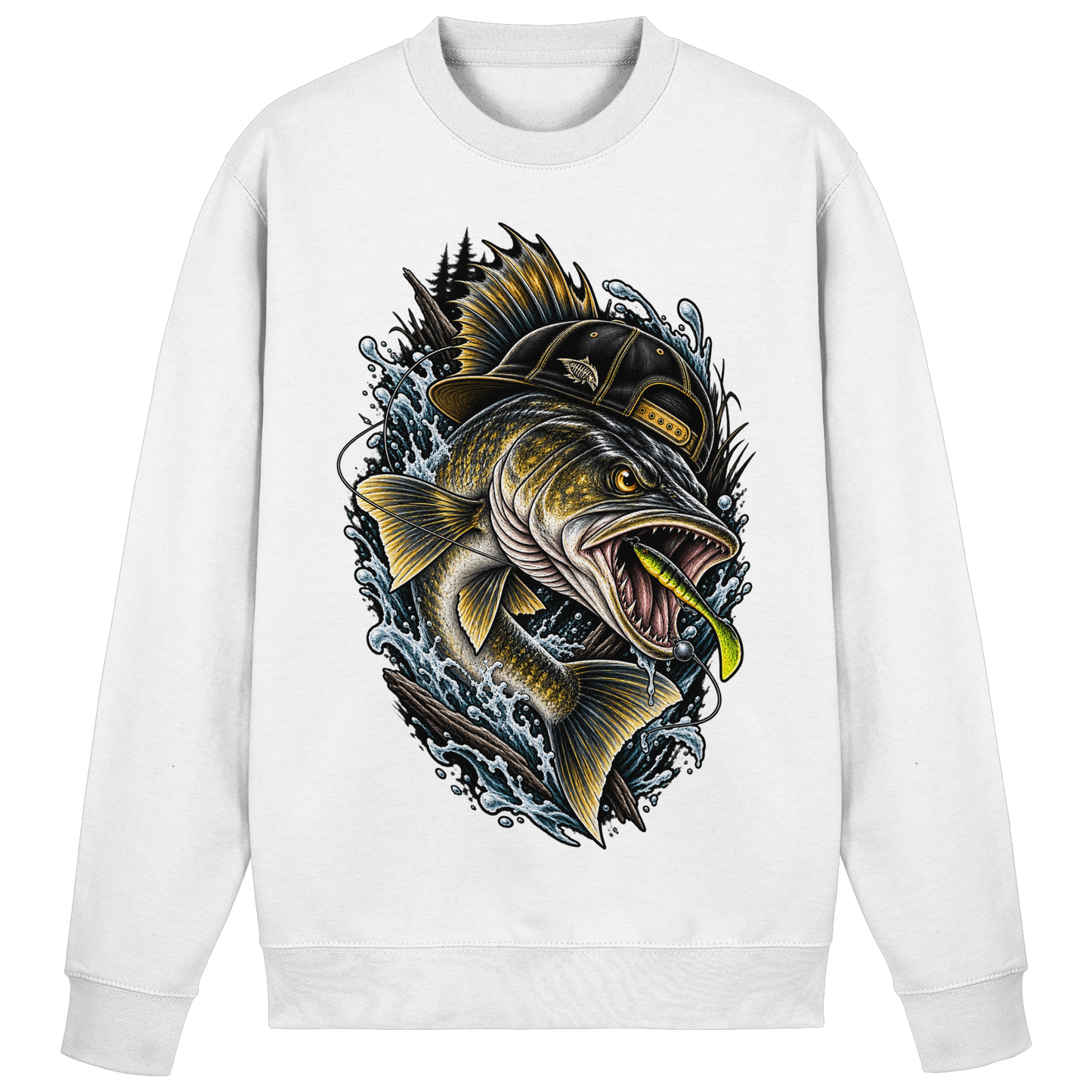 Cooler Zander mit Cap Sweatshirt Angelpulli für Zanderangler Angler Angeln