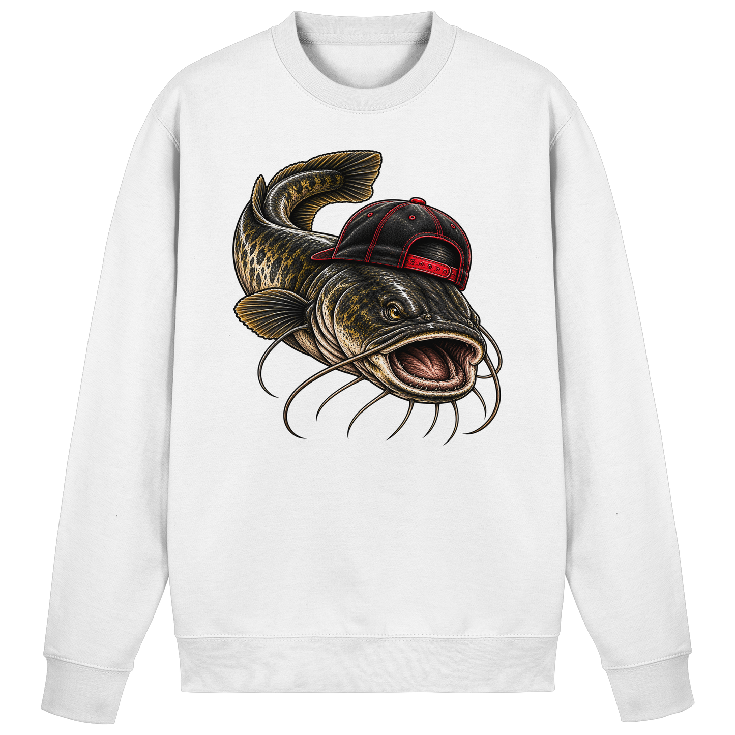 Cooler Waller mit Cap Sweatshirt Wels Angler Pulli für Wallerangler Catfish
