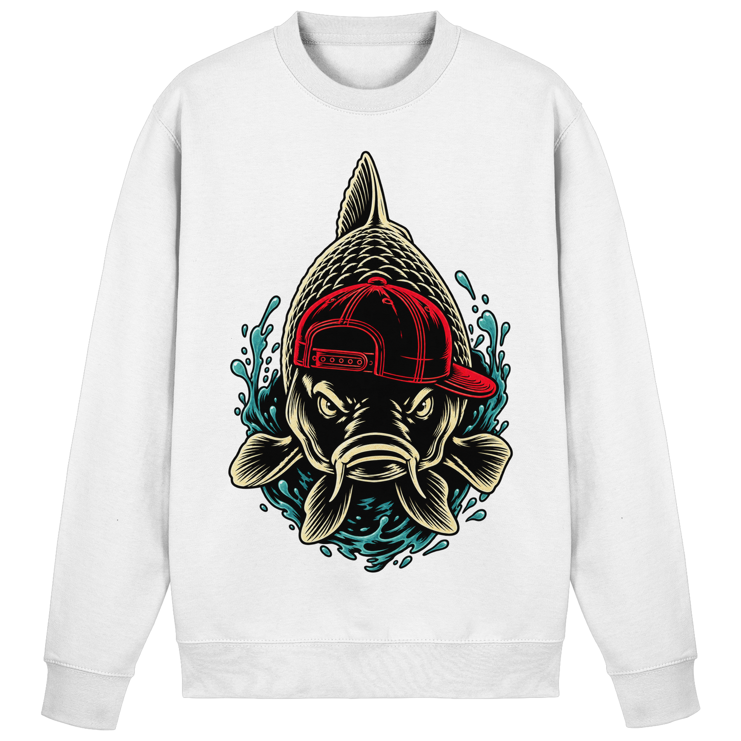 Cooler Karpfen mit Cap– Lustiges Carp Fishing für Karpfenangler Sweatshirt