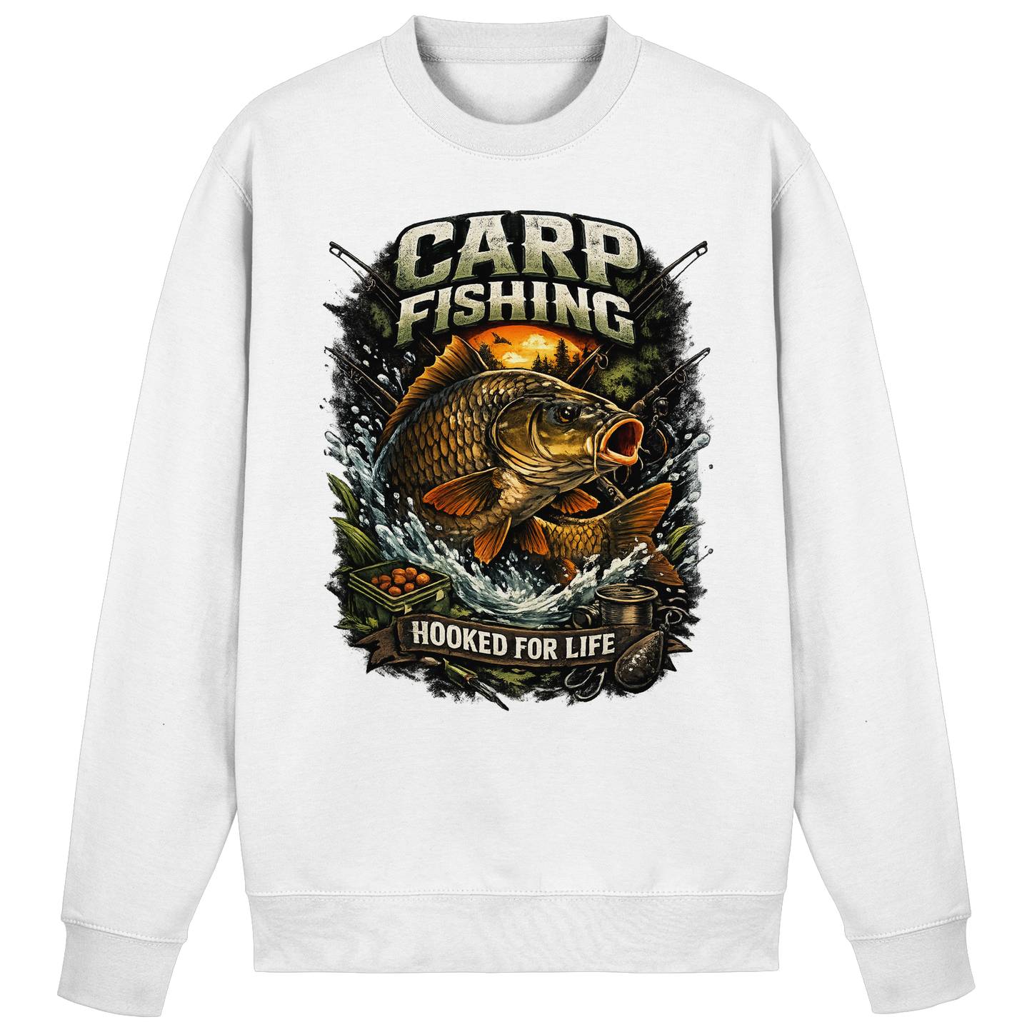 Carp Fishing „Hooked for Life“ Karpfenangler Karpfen Angler Sweatshirt