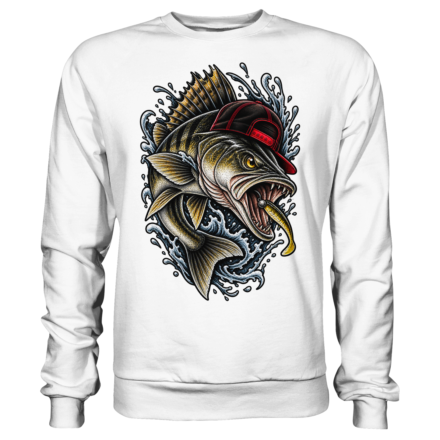 Cooler Barsch mit Cap Angelpulli für Barschangler Sweatshirt Perch Zielfisch