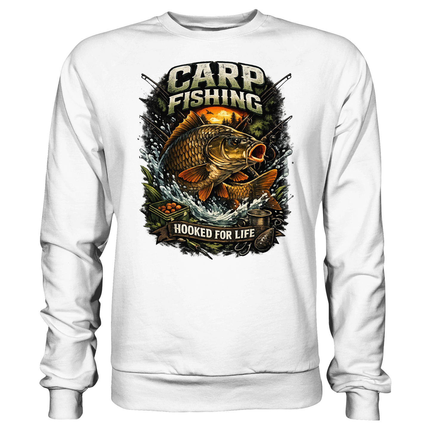 Carp Fishing „Hooked for Life“ Karpfenangler Karpfen Angler Sweatshirt