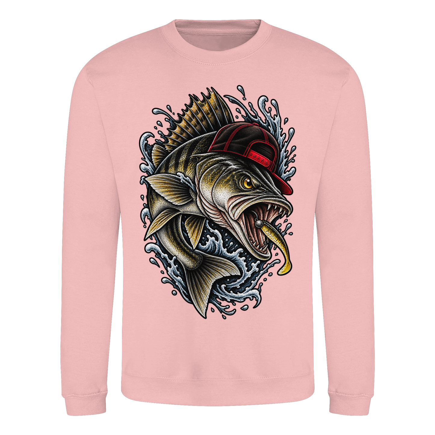 Cooler Barsch mit Cap Angelpulli für Barschangler Sweatshirt Perch Zielfisch