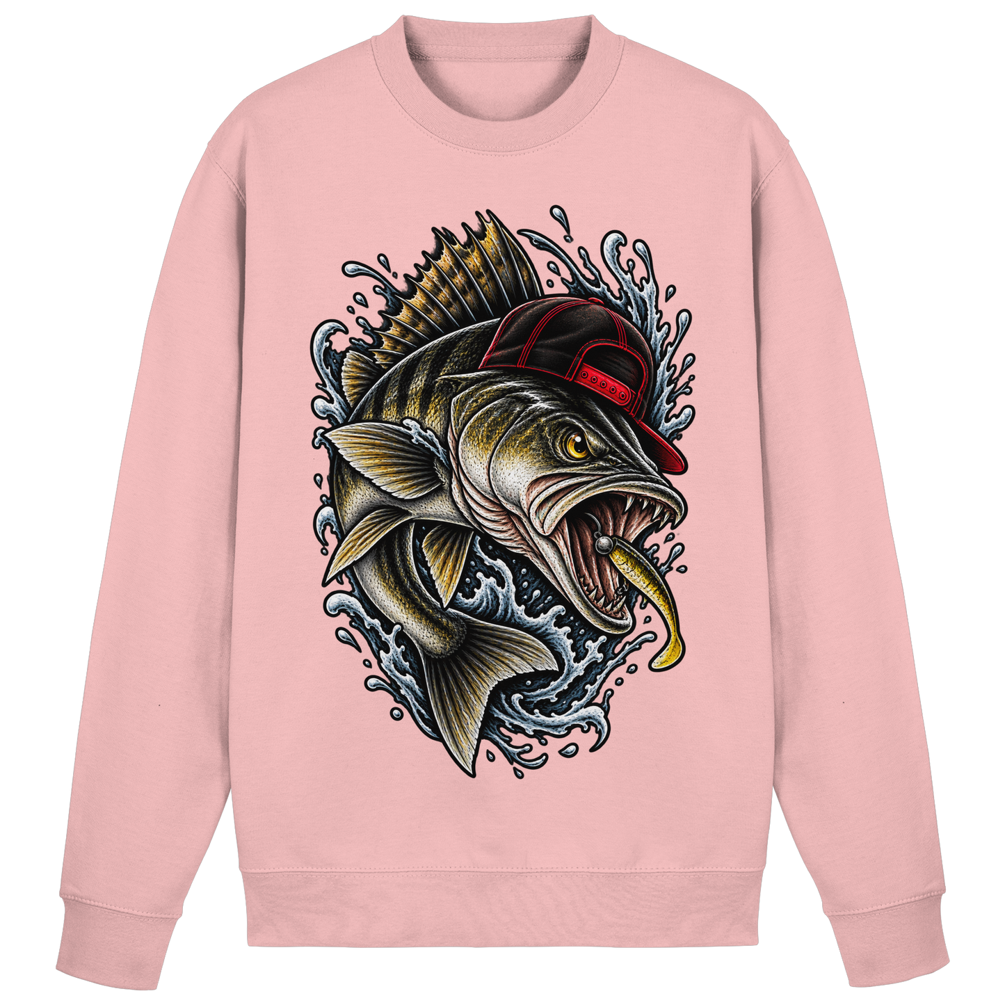 Cooler Barsch mit Cap Angelpulli für Barschangler Sweatshirt Perch Zielfisch