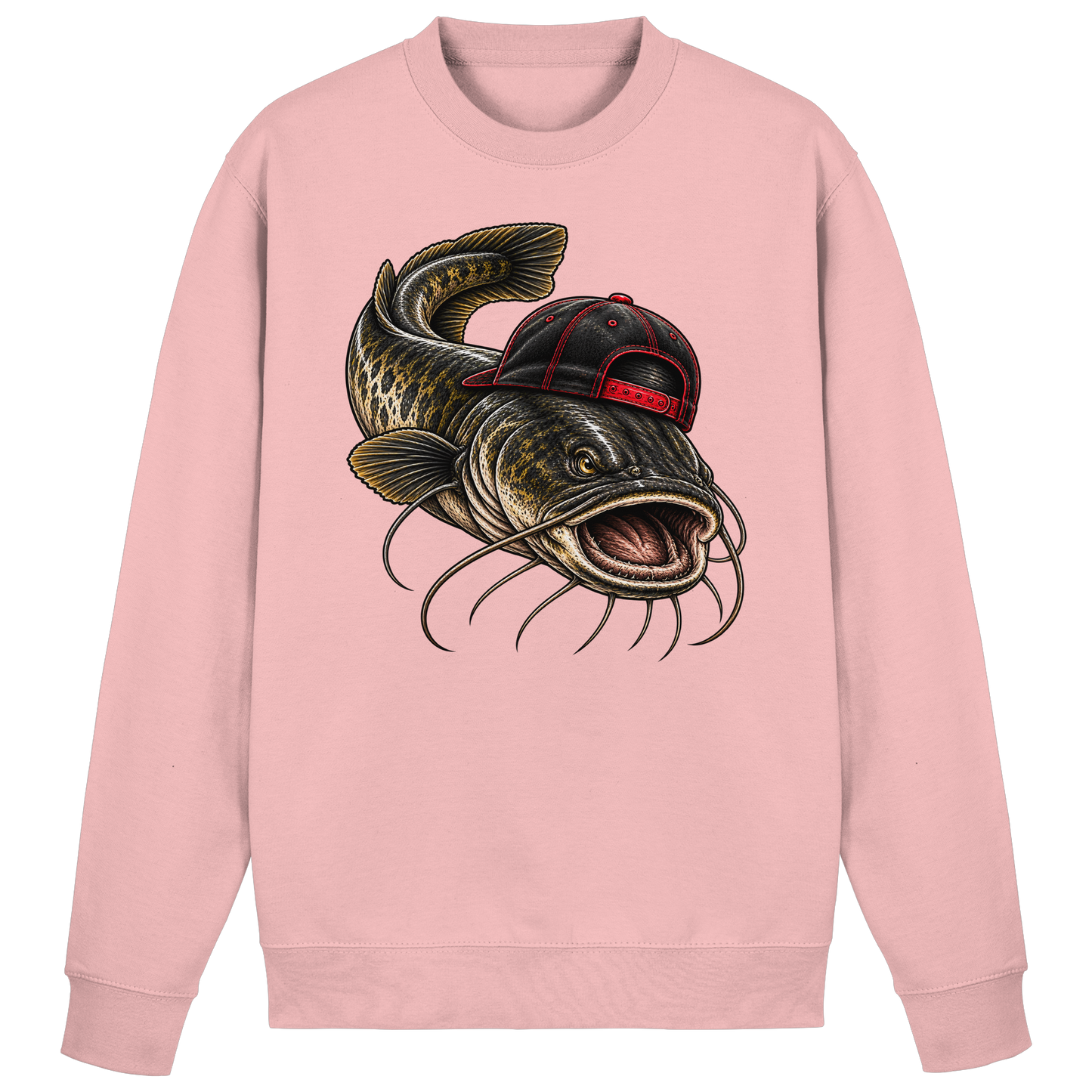 Cooler Waller mit Cap Sweatshirt Wels Angler Pulli für Wallerangler Catfish