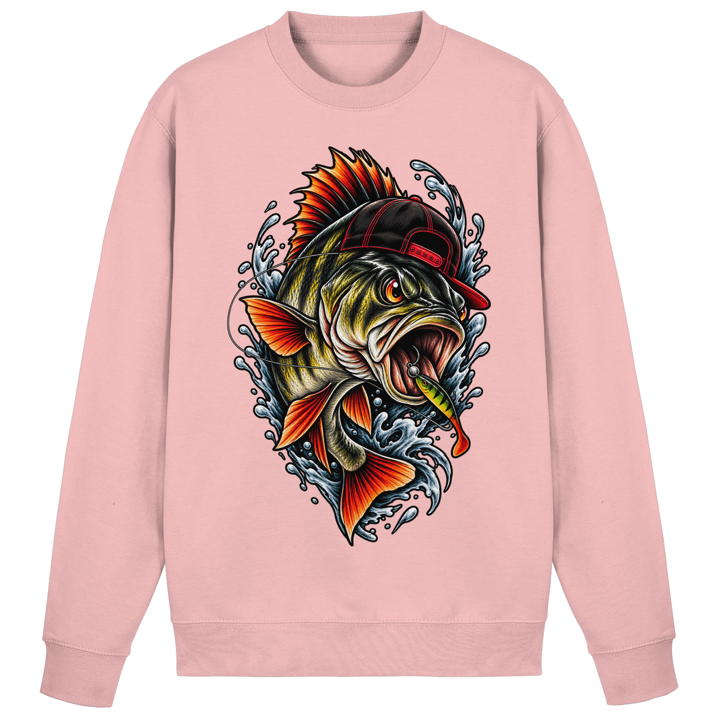 Cooler Barsch mit Cap Angelpulli für Barschangler Perch Sweatshirt Angler Angeln