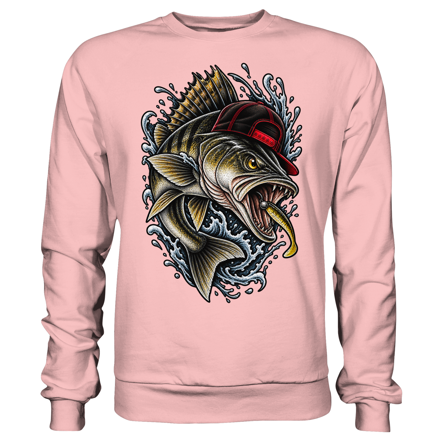 Cooler Barsch mit Cap Angelpulli für Barschangler Sweatshirt Perch Zielfisch