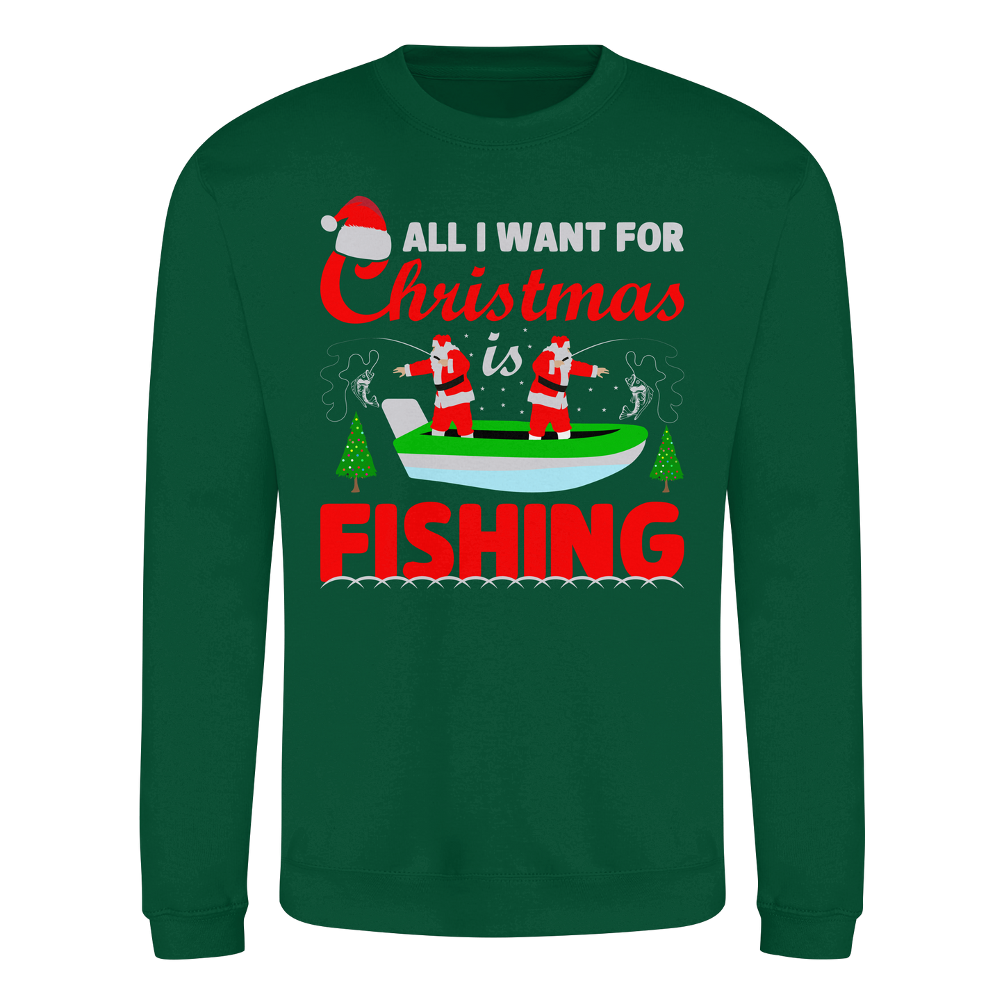 All I want for Christmas is Fishing Ugly X-Mas Angler Angeln Sweatshirt Sweater