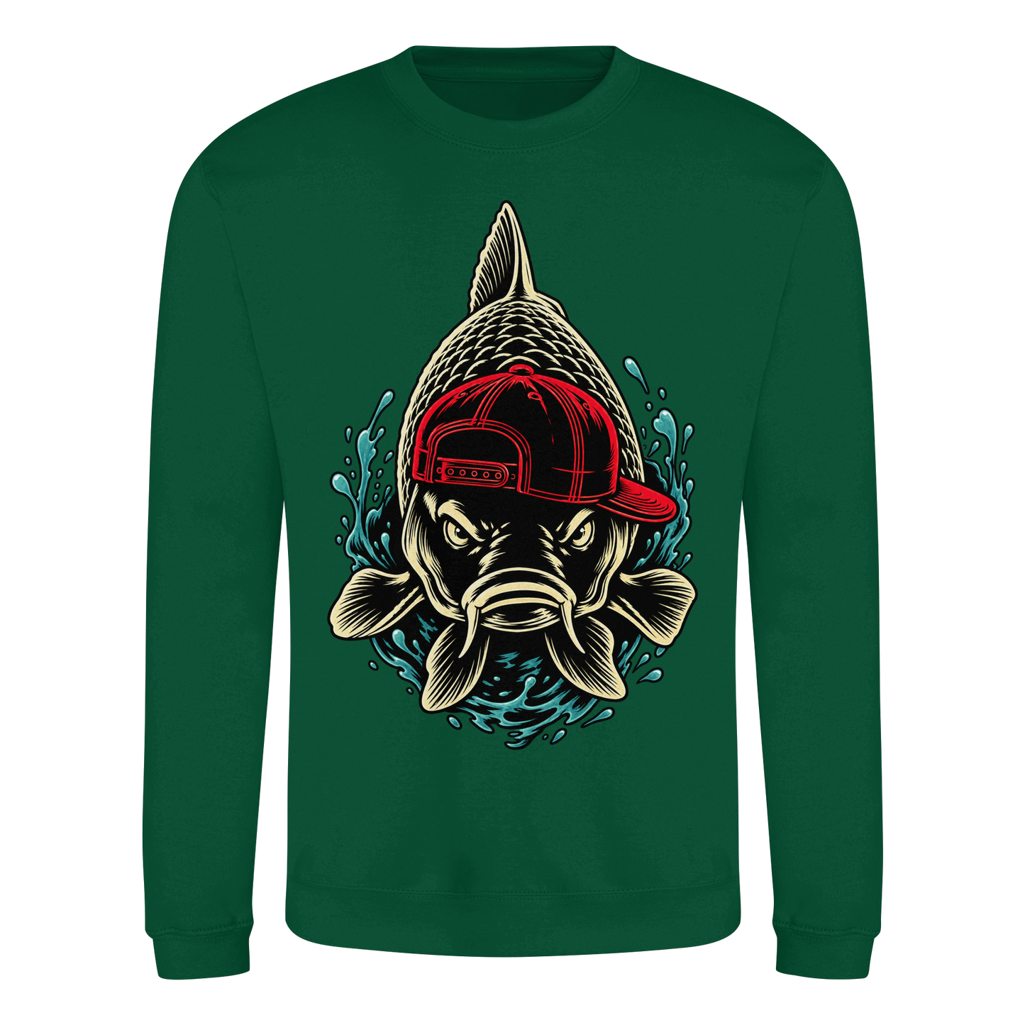 Cooler Karpfen mit Cap– Lustiges Carp Fishing für Karpfenangler Sweatshirt