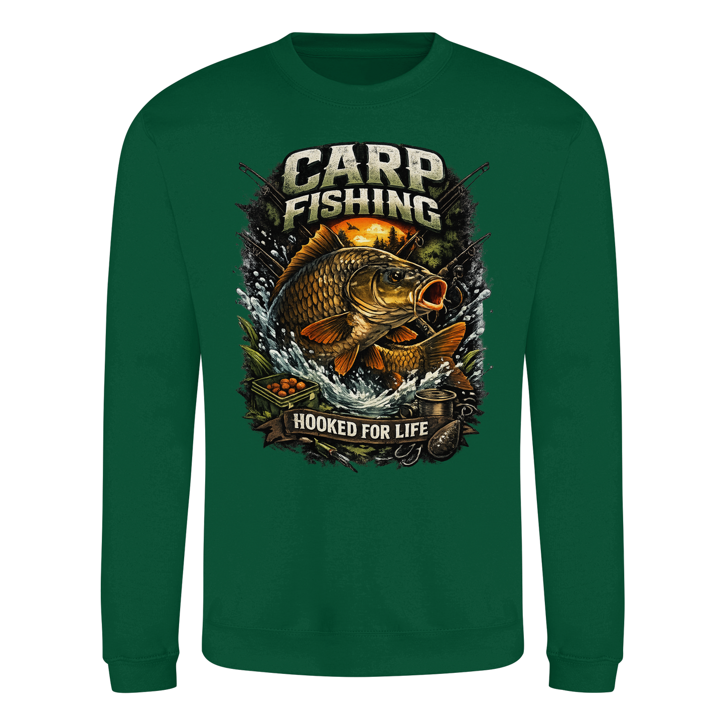Carp Fishing „Hooked for Life“ Karpfenangler Karpfen Angler Sweatshirt