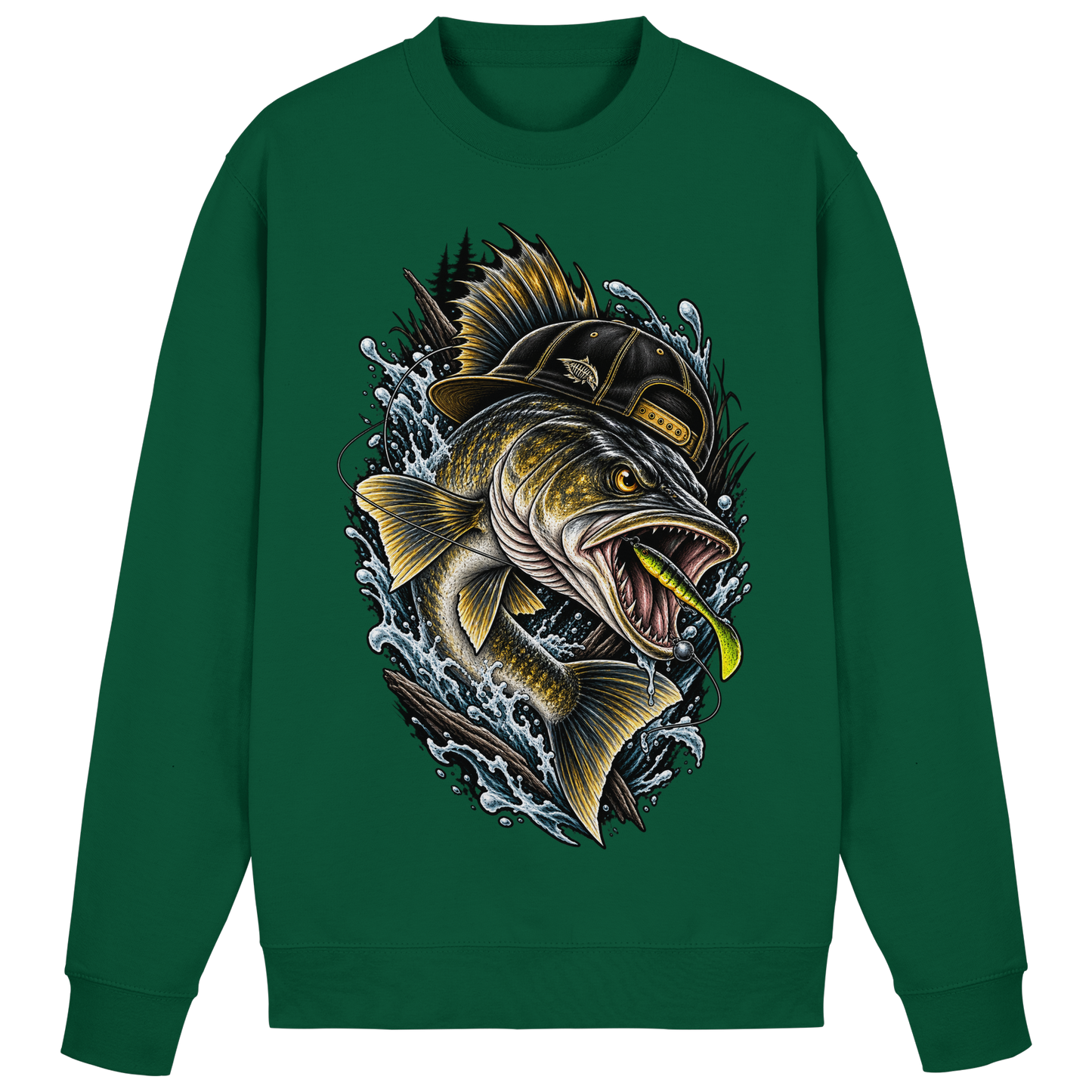 Cooler Zander mit Cap Sweatshirt Angelpulli für Zanderangler Angler Angeln