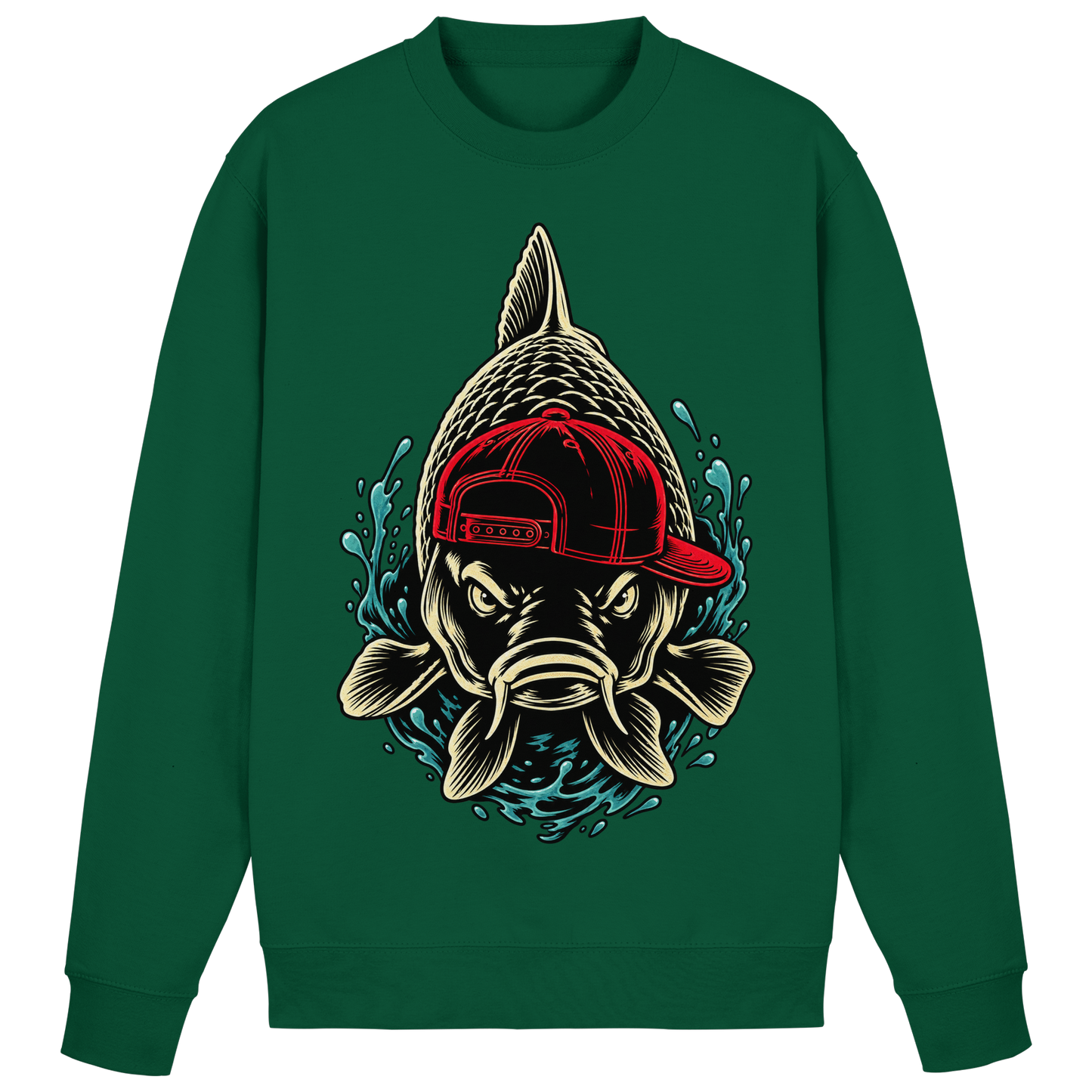 Cooler Karpfen mit Cap– Lustiges Carp Fishing für Karpfenangler Sweatshirt