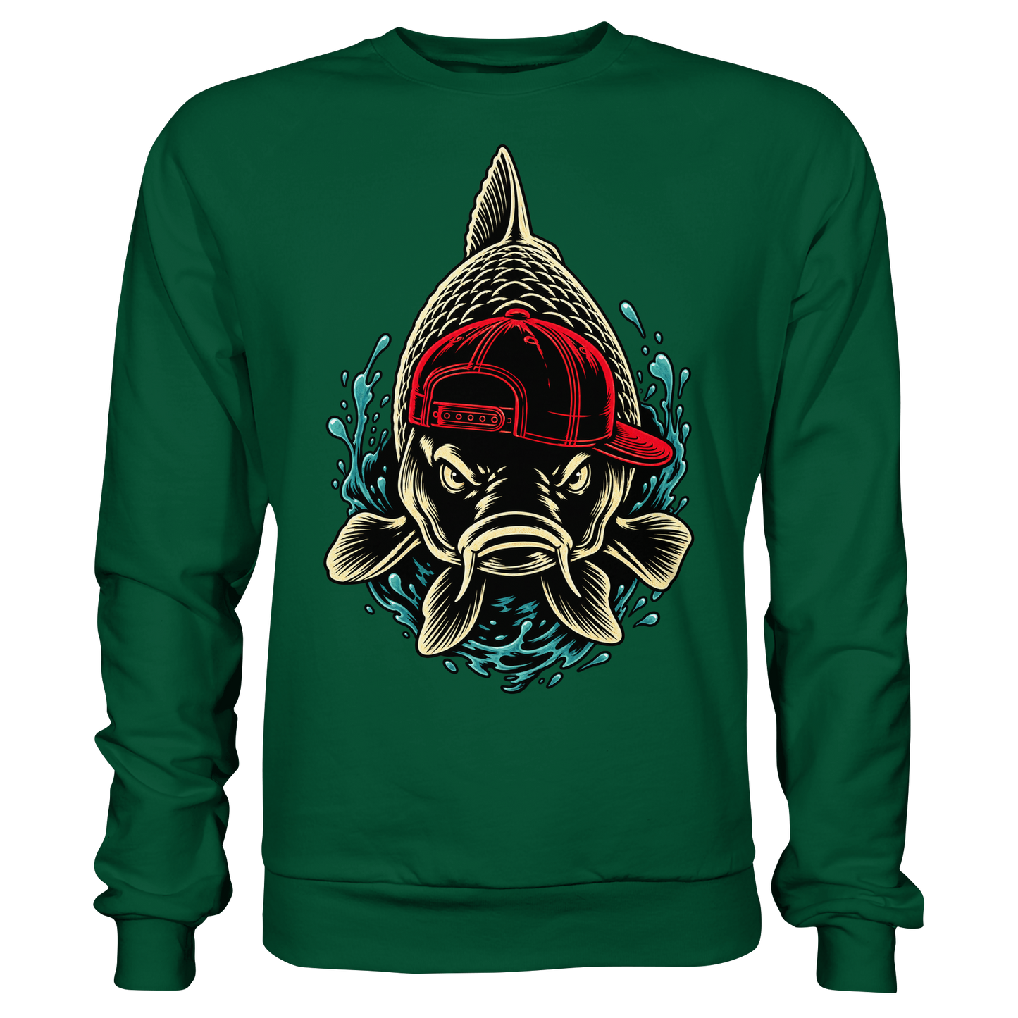 Cooler Karpfen mit Cap– Lustiges Carp Fishing für Karpfenangler Sweatshirt