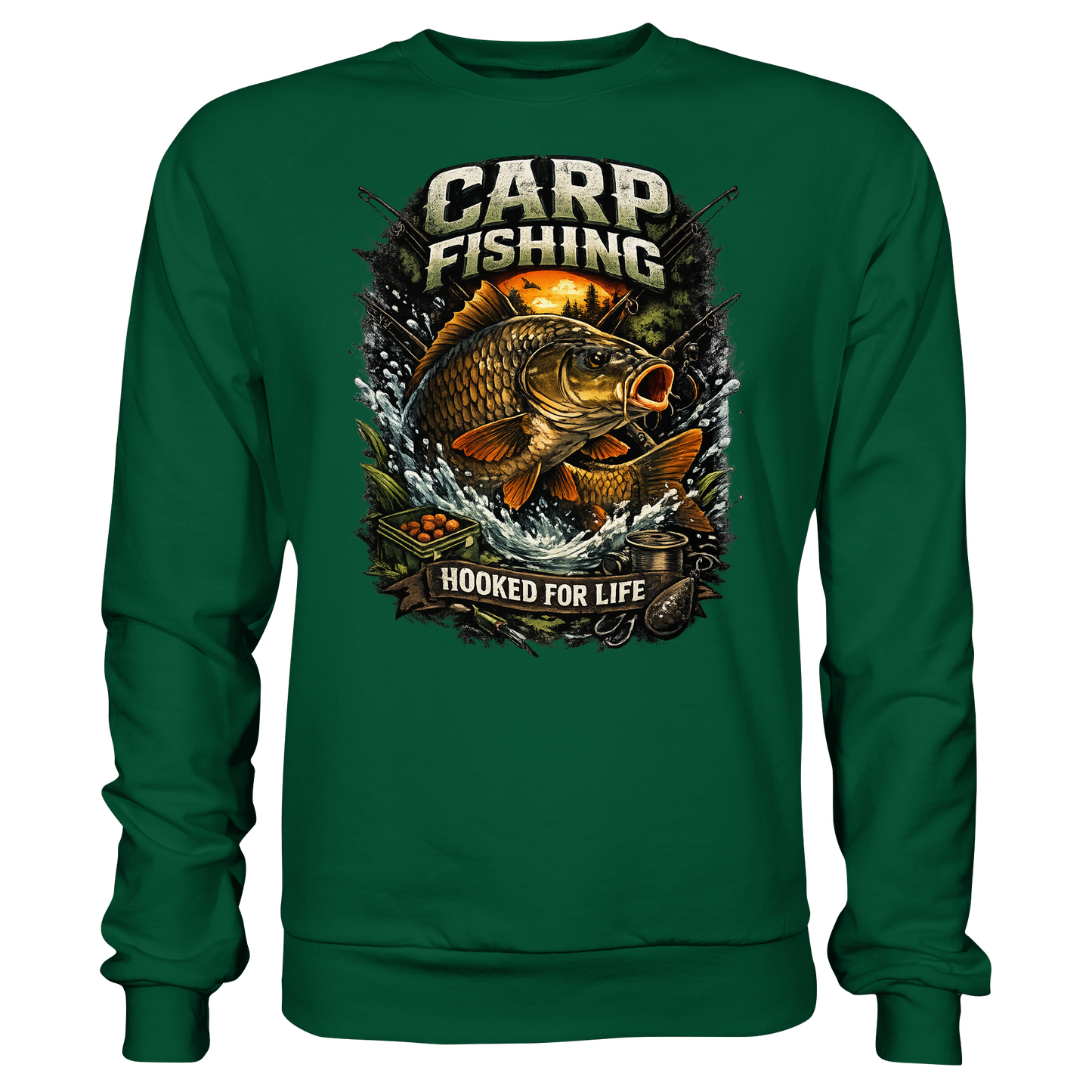 Carp Fishing „Hooked for Life“ Karpfenangler Karpfen Angler Sweatshirt