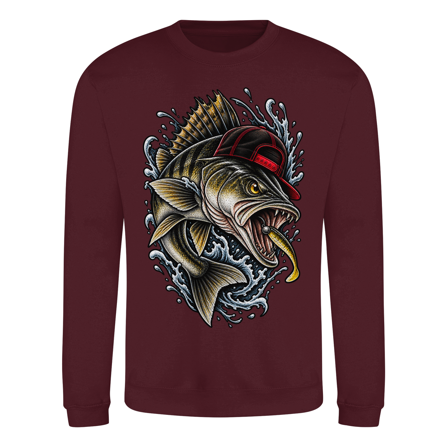 Cooler Barsch mit Cap Angelpulli für Barschangler Sweatshirt Perch Zielfisch