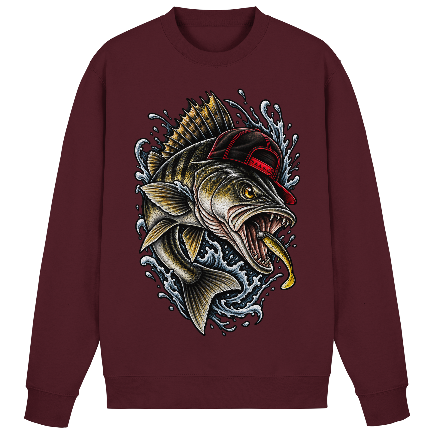 Cooler Barsch mit Cap Angelpulli für Barschangler Sweatshirt Perch Zielfisch
