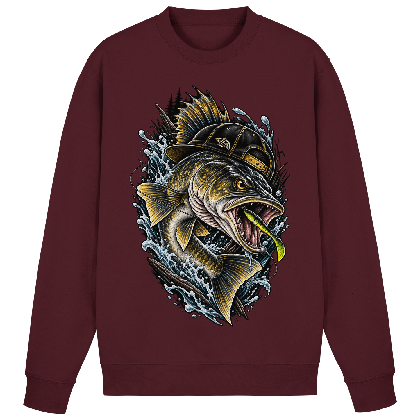 Cooler Zander mit Cap Sweatshirt Angelpulli für Zanderangler Angler Angeln