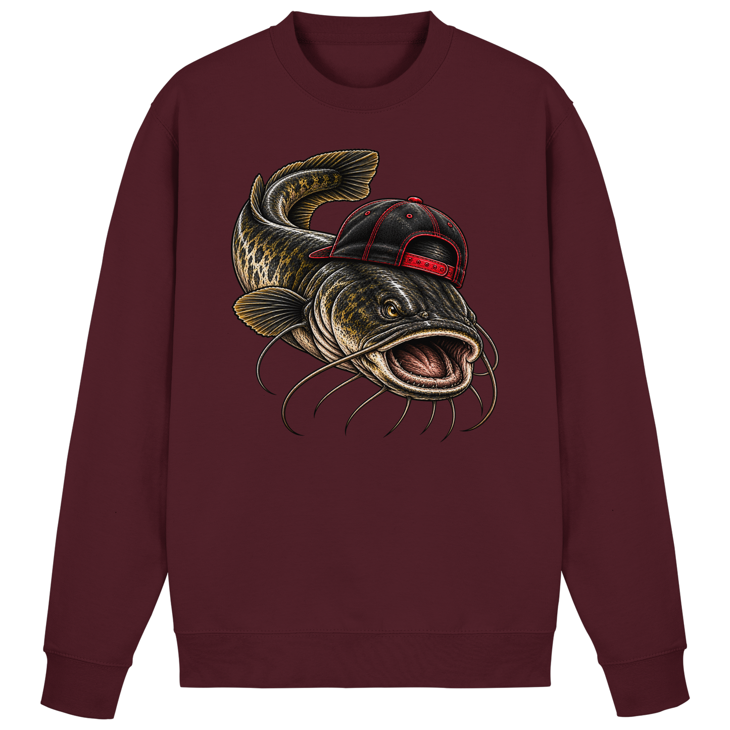 Cooler Waller mit Cap Sweatshirt Wels Angler Pulli für Wallerangler Catfish