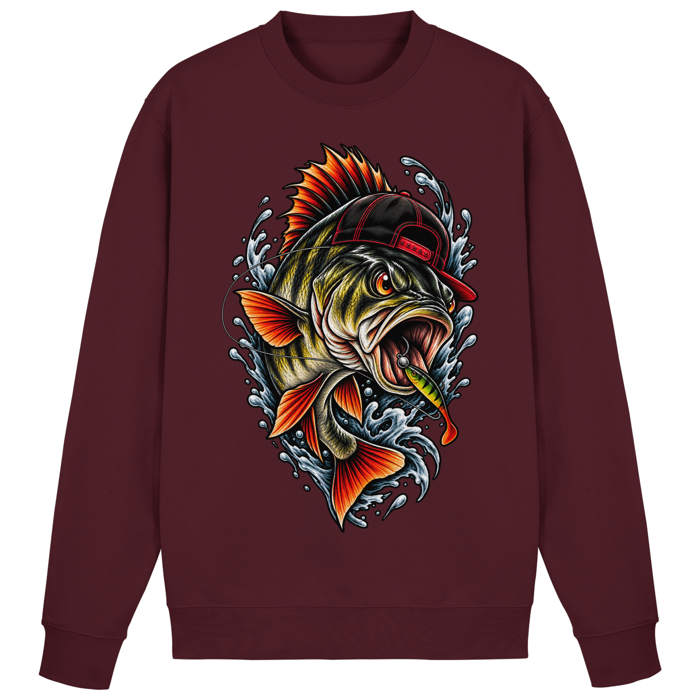 Cooler Barsch mit Cap Angelpulli für Barschangler Perch Sweatshirt Angler Angeln