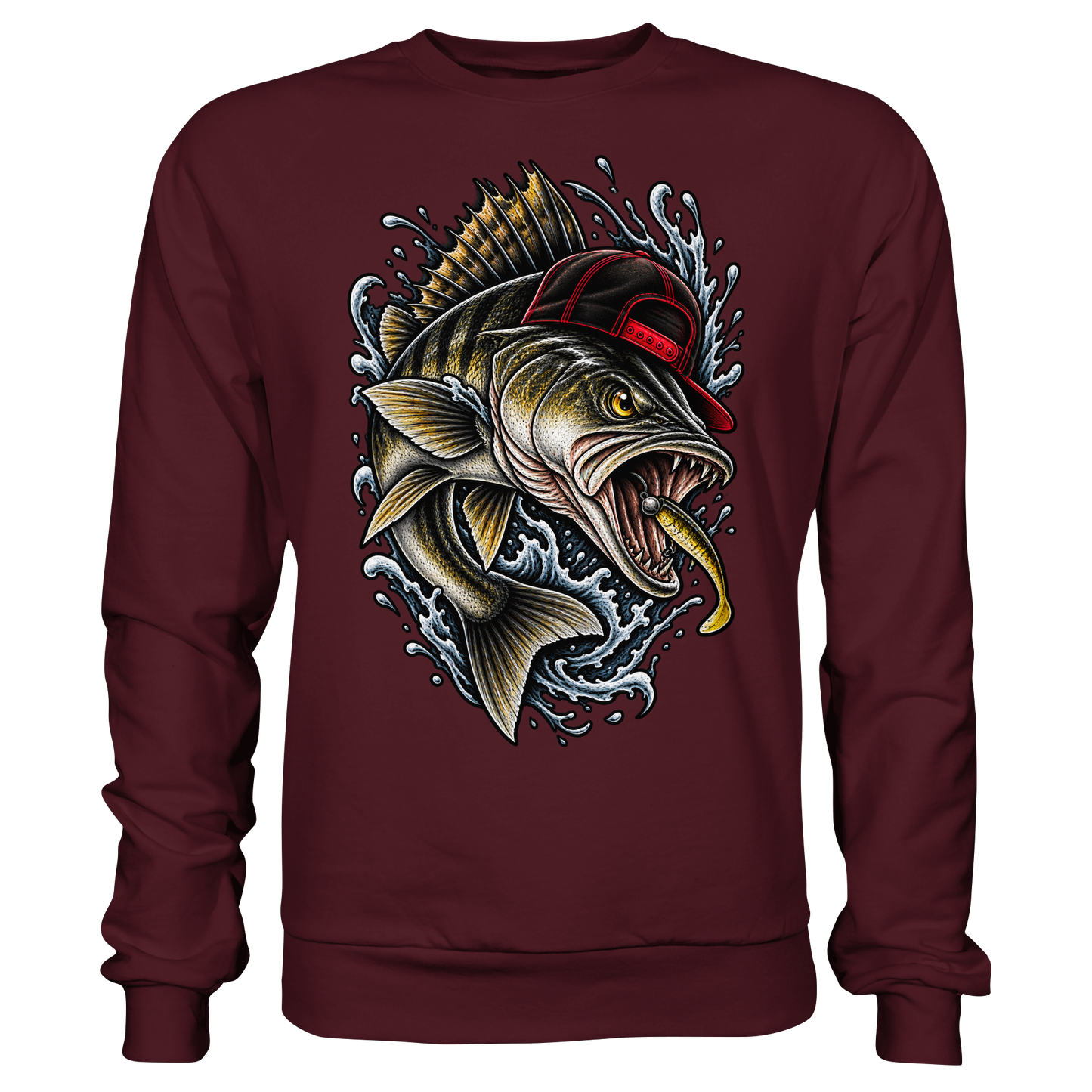 Cooler Barsch mit Cap Angelpulli für Barschangler Sweatshirt Perch Zielfisch