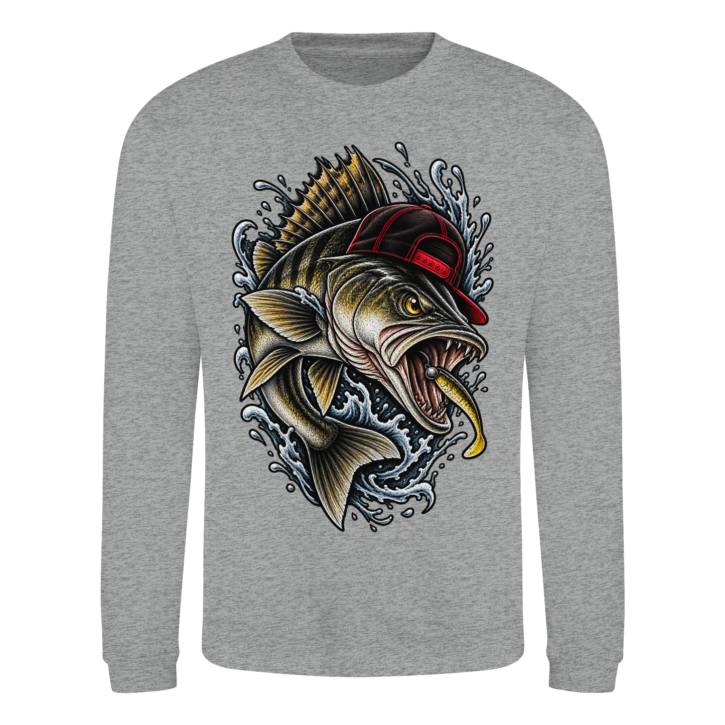 Cooler Barsch mit Cap Angelpulli für Barschangler Sweatshirt Perch Zielfisch