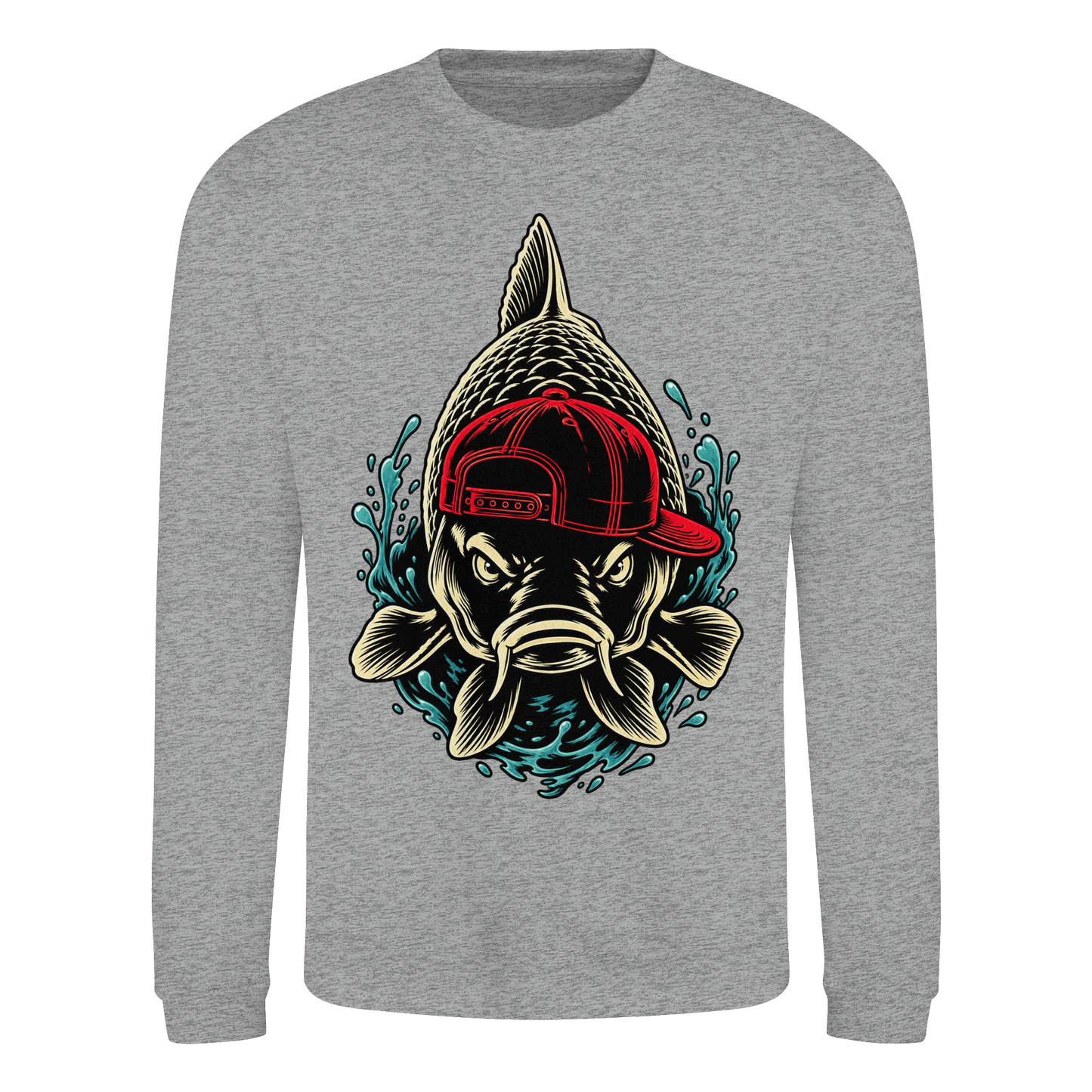 Cooler Karpfen mit Cap– Lustiges Carp Fishing für Karpfenangler Sweatshirt