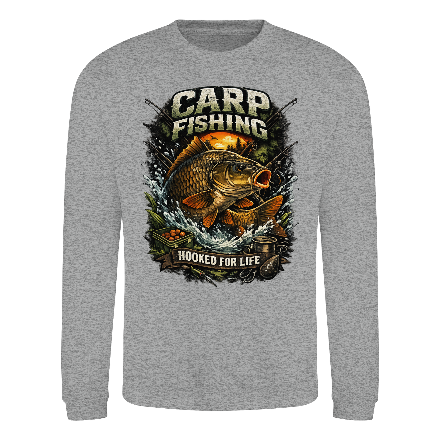 Carp Fishing „Hooked for Life“ Karpfenangler Karpfen Angler Sweatshirt