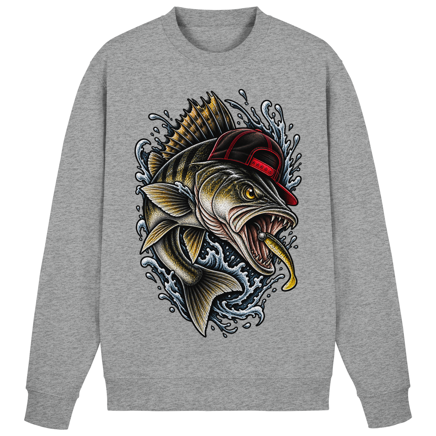 Cooler Barsch mit Cap Angelpulli für Barschangler Sweatshirt Perch Zielfisch