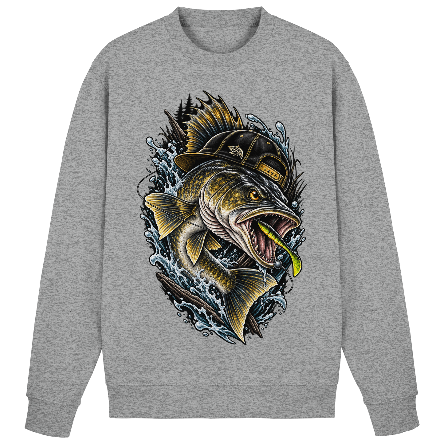 Cooler Zander mit Cap Sweatshirt Angelpulli für Zanderangler Angler Angeln