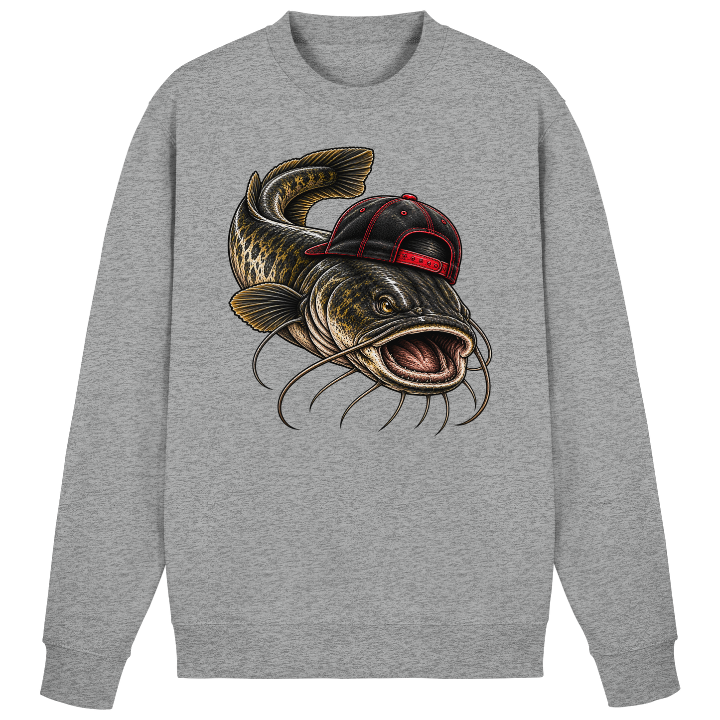 Cooler Waller mit Cap Sweatshirt Wels Angler Pulli für Wallerangler Catfish