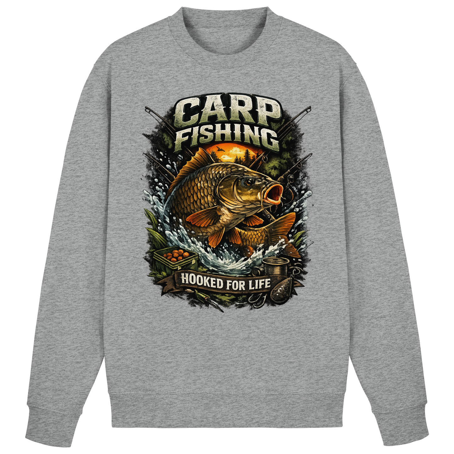 Carp Fishing „Hooked for Life“ Karpfenangler Karpfen Angler Sweatshirt